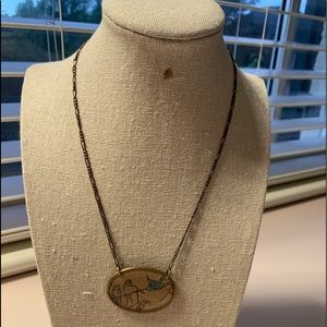 💍Antique pendant bird necklace burnished gold